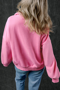 Bonbon high neck zip-up sweatshirt with kangaroo pocket