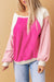 Pink Color Block Long Sleeve Fleece Sweatshirt