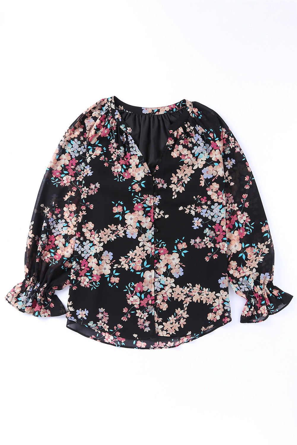 Blouse de mousseline imprimé Black Wildflower