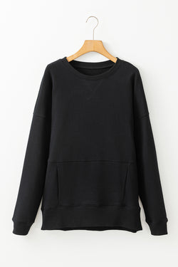 Black loose sweatshirt with pockets *