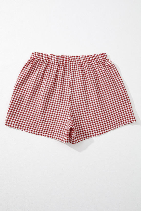 Pantalones cortos de cintura alta Vichy Impresión Rojos * Azulejos *