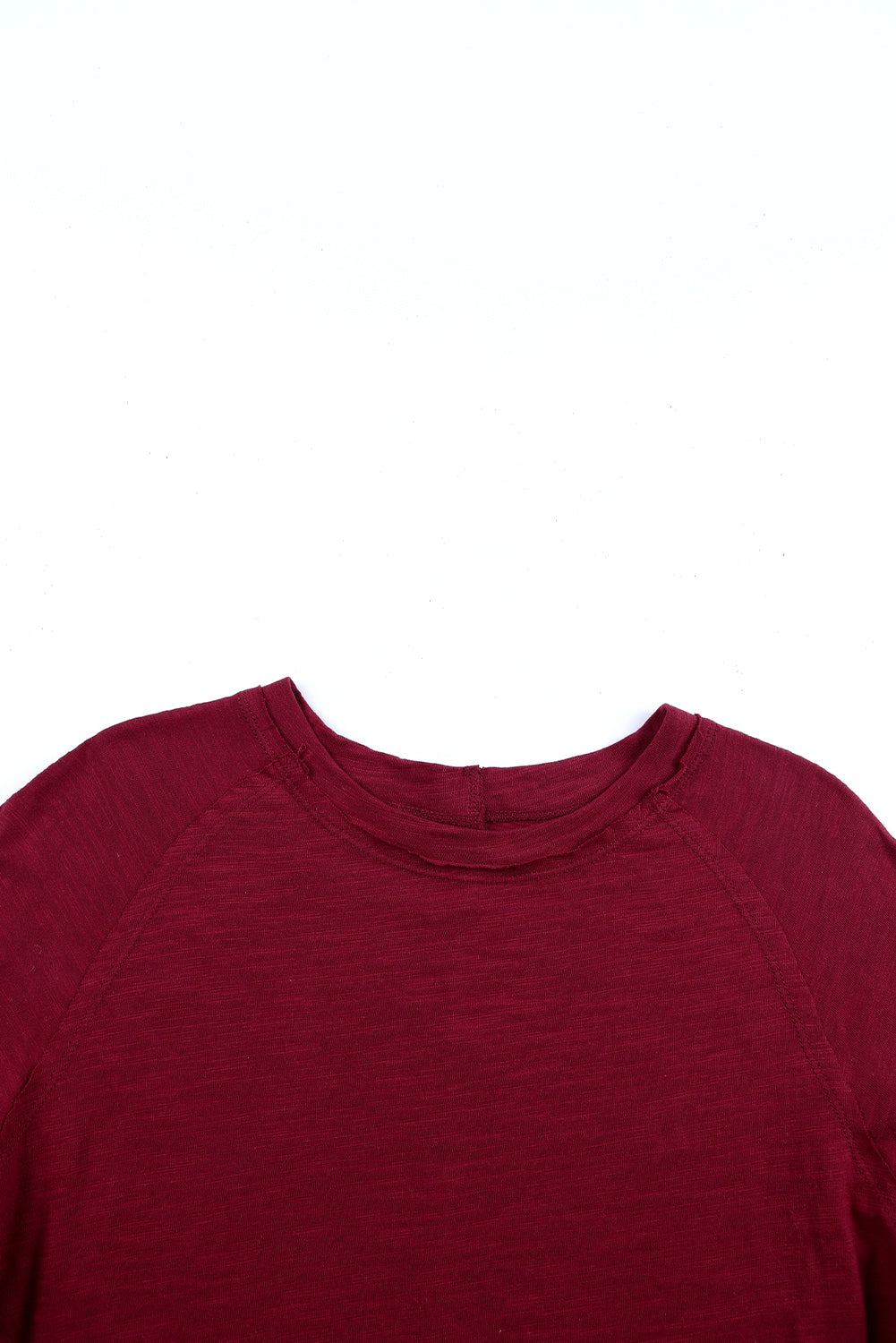 Top de manga larga y cuello liso rojo brillante