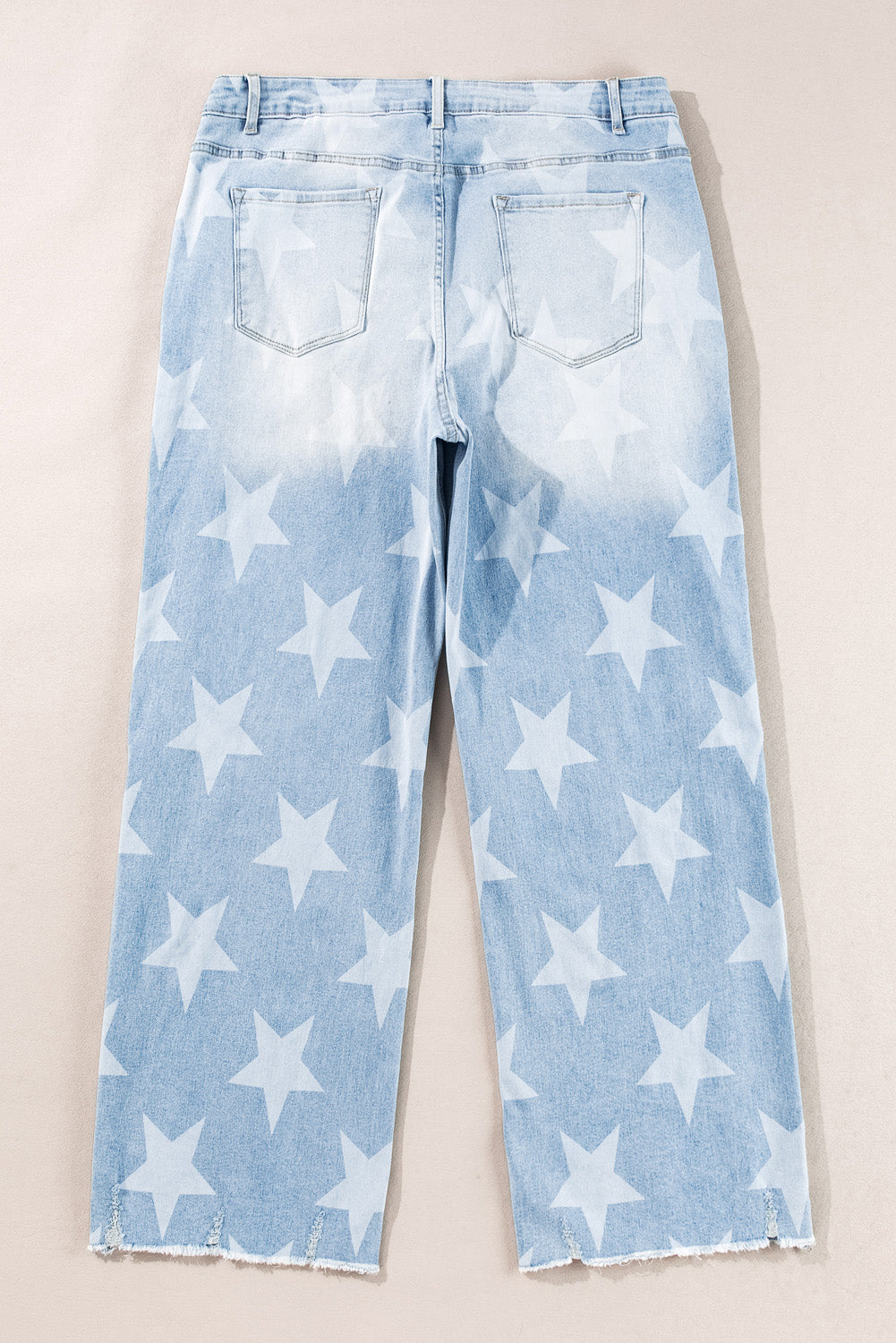 Beau Blue - Plus Size Star Pattern High Waisted Jeans