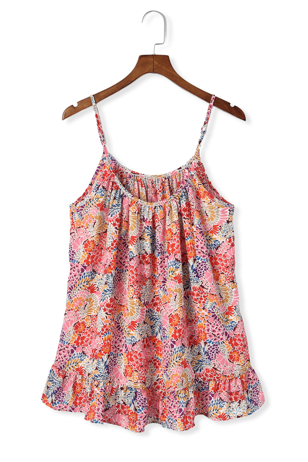 Multicolor Spaghetti Straps Floral Print Sleeveless Top