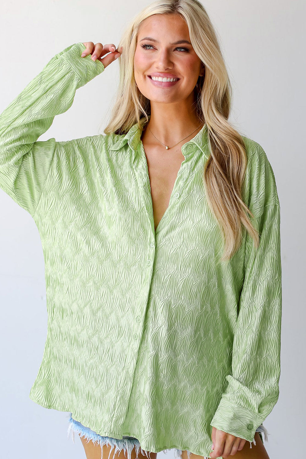 Laurel Green strukturierte Seite Split Casual Shirt