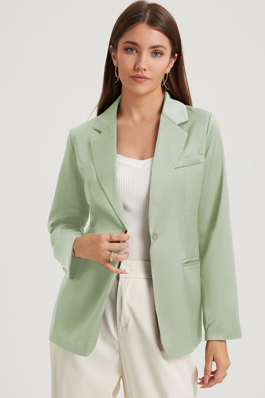 Blazer vert avec poches et col à revers unique