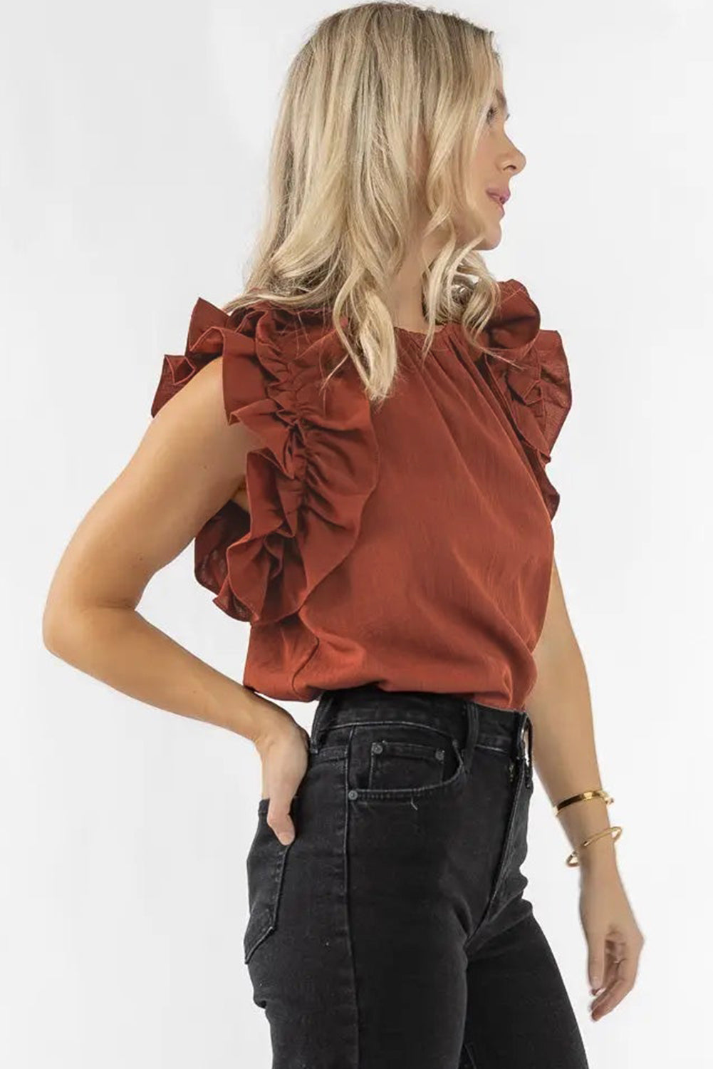 Blusa sin mangas de moldura de sándalo rojo