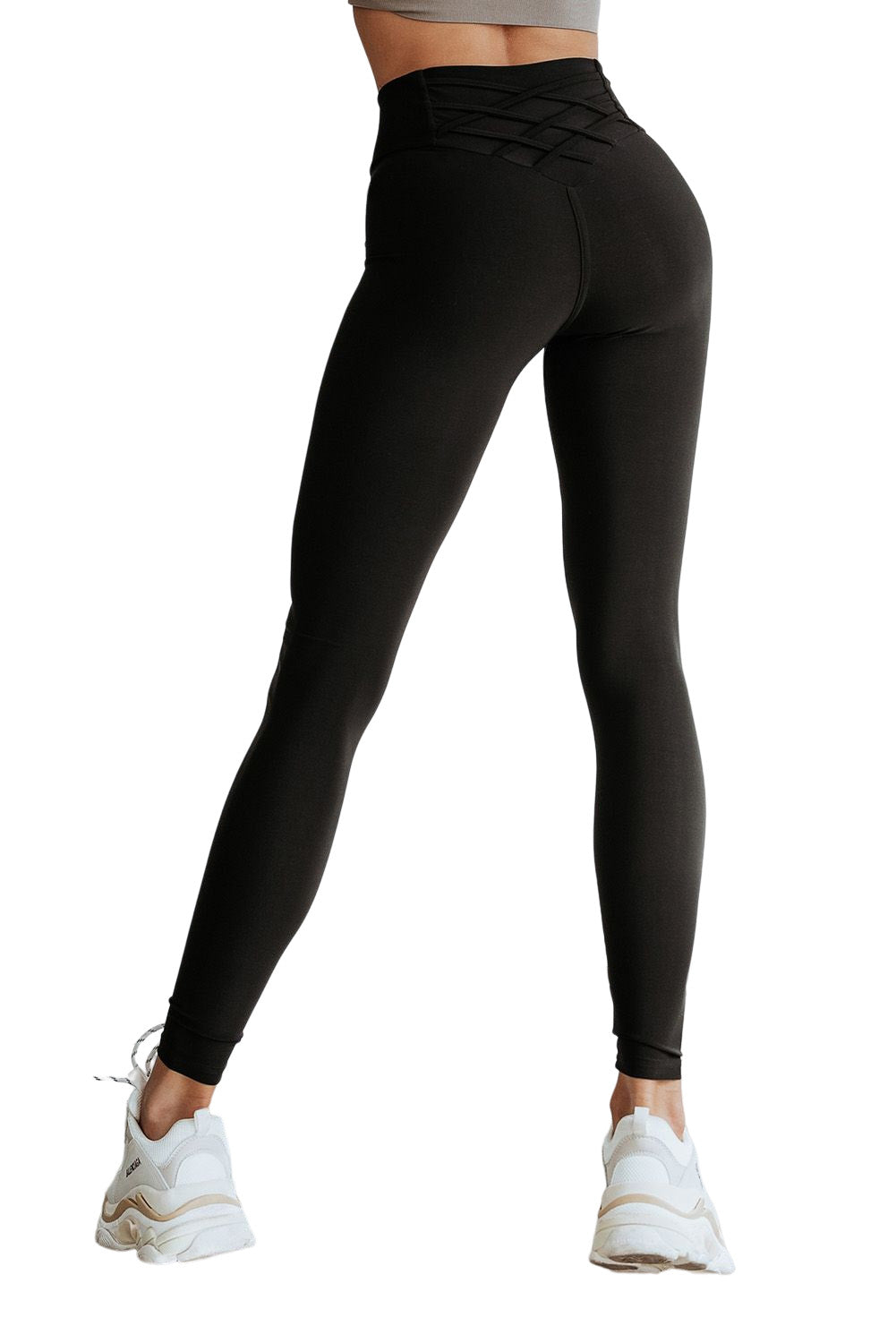 Schwarzes Krisenkreuz -Bauchkontrolle hohe Taille -Leggings