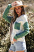 Drozing shoulder sweater and patch pockets color Block green vineyard