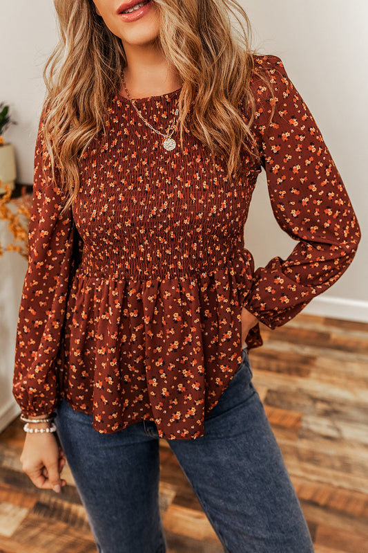 Boho Floral Bust Bust Peplum Blouse