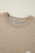 Parchment Flower Pattern Ribbed Crew Neck Sweater