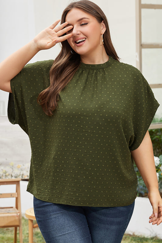 Moss Green Green Place Swiss Dot Mock Top Nape atado Nape Top