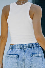 Débardeur côtelé moulant moulant blanc Fashion-A WOMAN WE LOVE