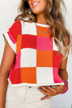 Fifthly red color blocking sweater