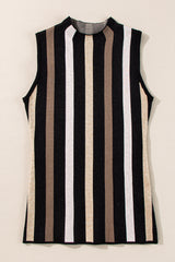 Black striped Slim cutting sweater, round neck