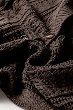 Cardigan pull kaki foncé en tricot ouvert à épaules tombantes *