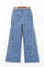 Beau Blue Raw Hem Flare Jeans with Vintage Stitching