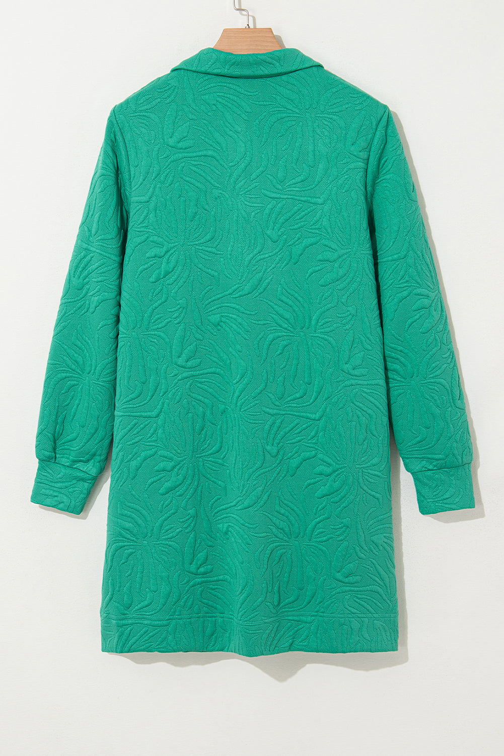 Sea Green Jacquard Textured Quarter Shipper Shift Mini Vestido