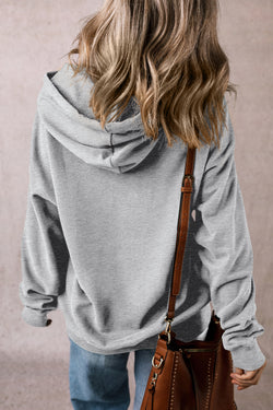 Light Grey Fleece Lined Heavyweight Drawstring Hoodie with Kangaroo Pocket