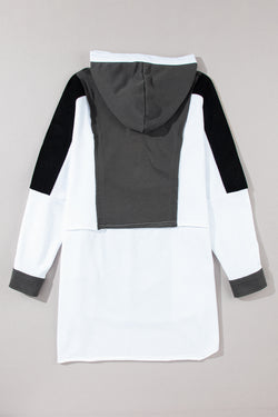 Black hoodie with button-down neckline and exposed stitching