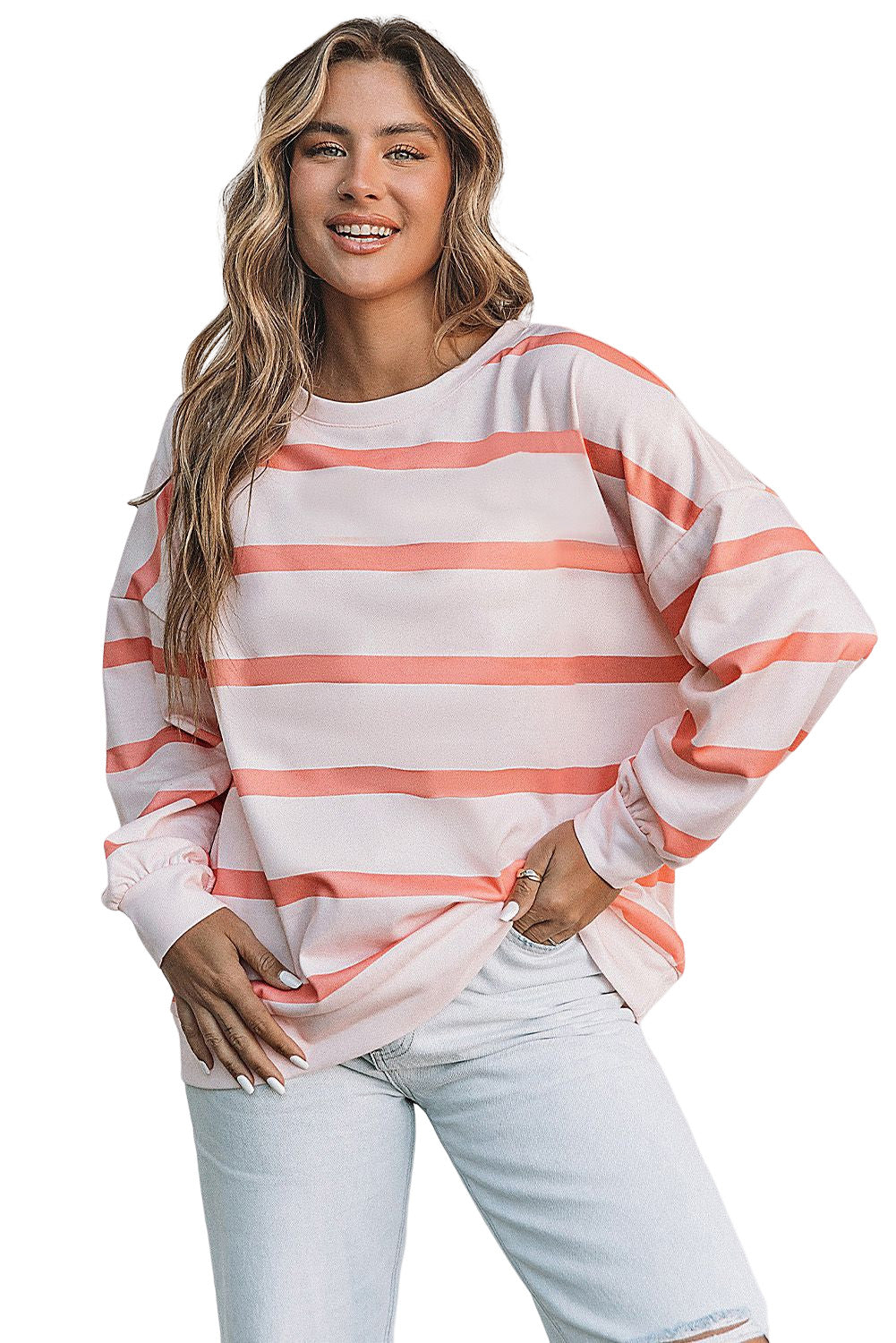 Stripe Stripe Glip Spalla Pullover Felpa