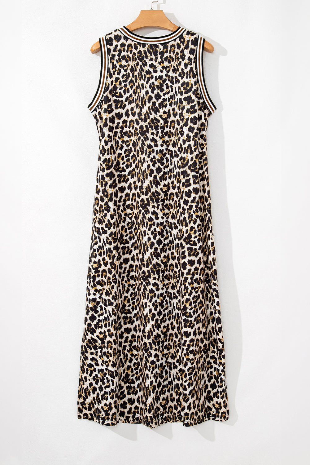 Robe longue noire sans manches léopard *