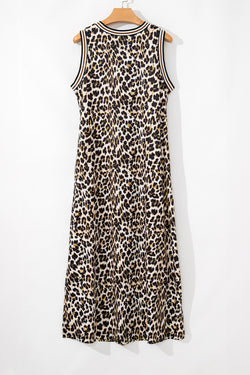 Vestido de manga de leopardo negro largo *