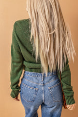 Cardigan texturé vert avec poches avant et boutons-A WOMAN WE LOVE