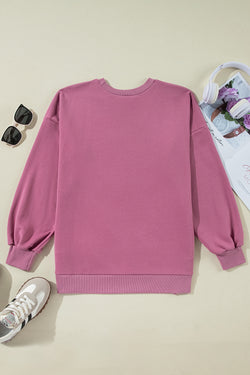 Valerian Solid Color Crew Neck High Low Hem Sweatshirt