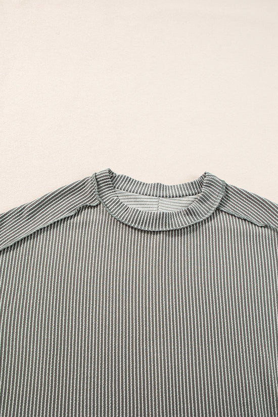 T-shirt gris moyen en tricot texturé *