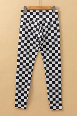 Skinny leggings high waist with black checkered pattern *