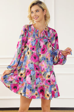 Robe droite multicolore à fleurs *