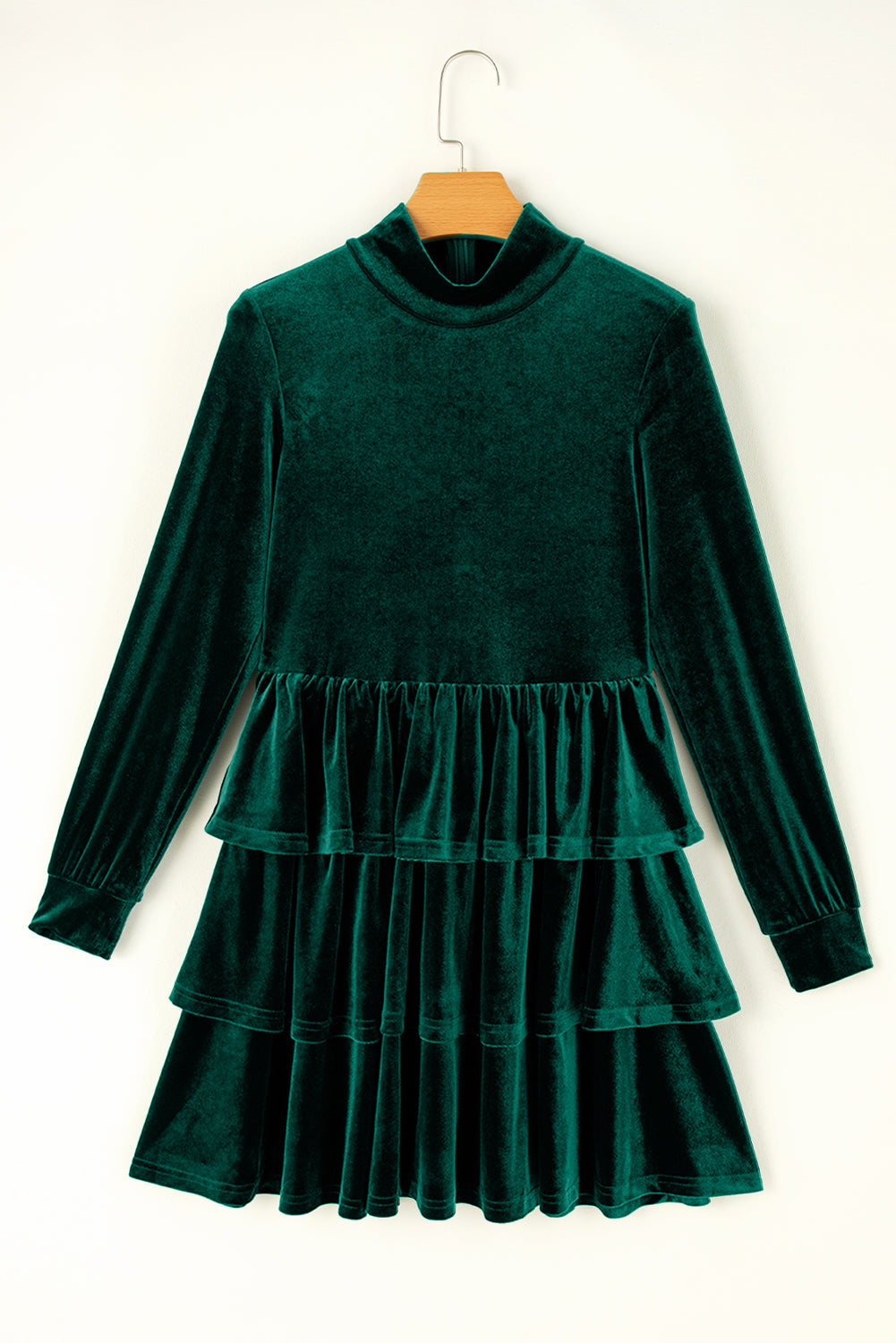 Mini Velvet de terciopelo de Evergreen Mini Vestido Ruffle Ruffle