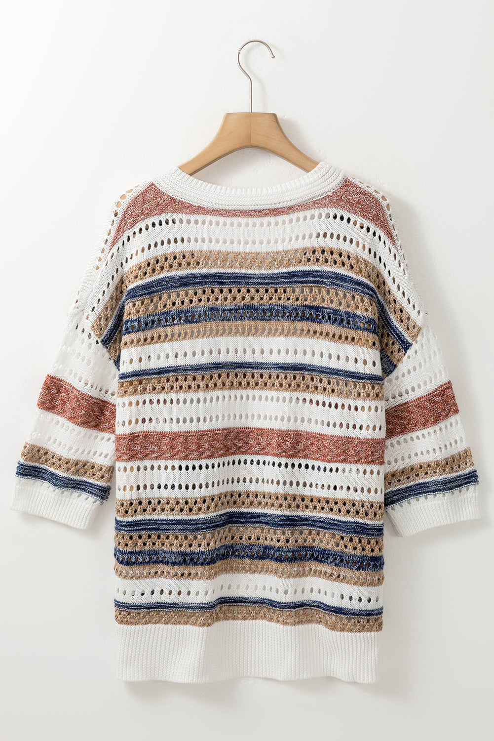 Sweater de tejido de manga de punto con rayas multicolores