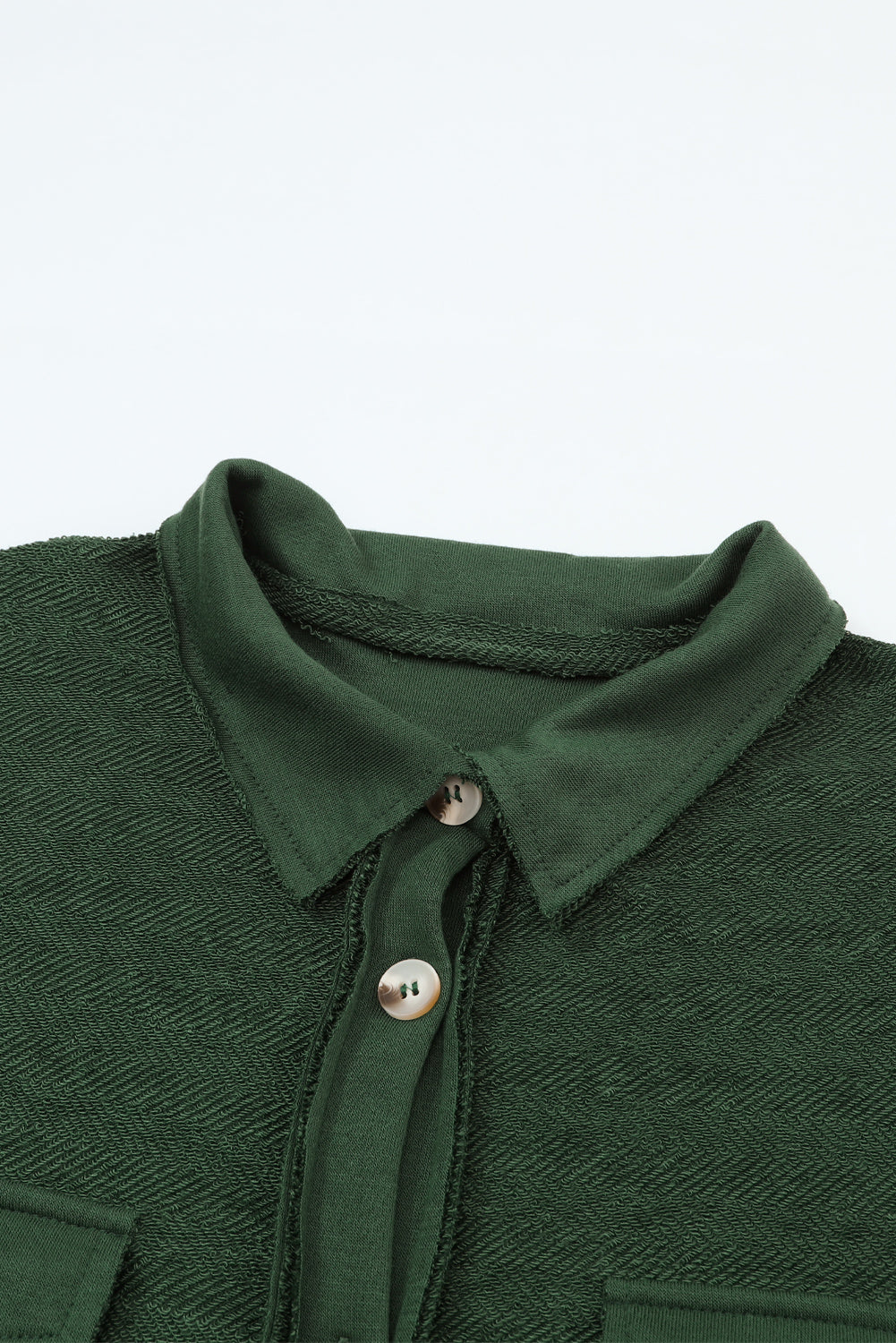 Green Contrast Flap Pockets Relaxed Shacket