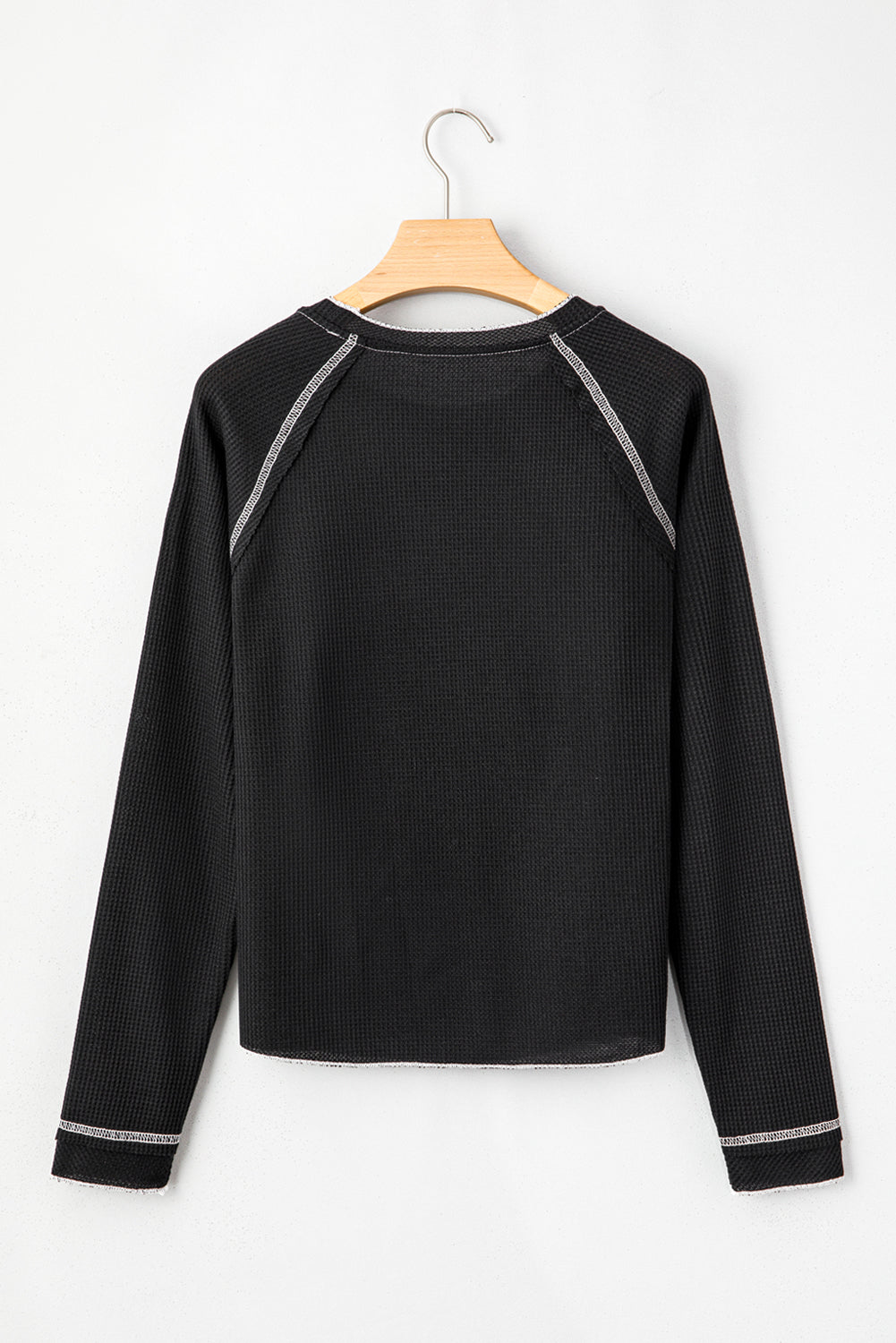 Black textured high with long sleeves and round neck *