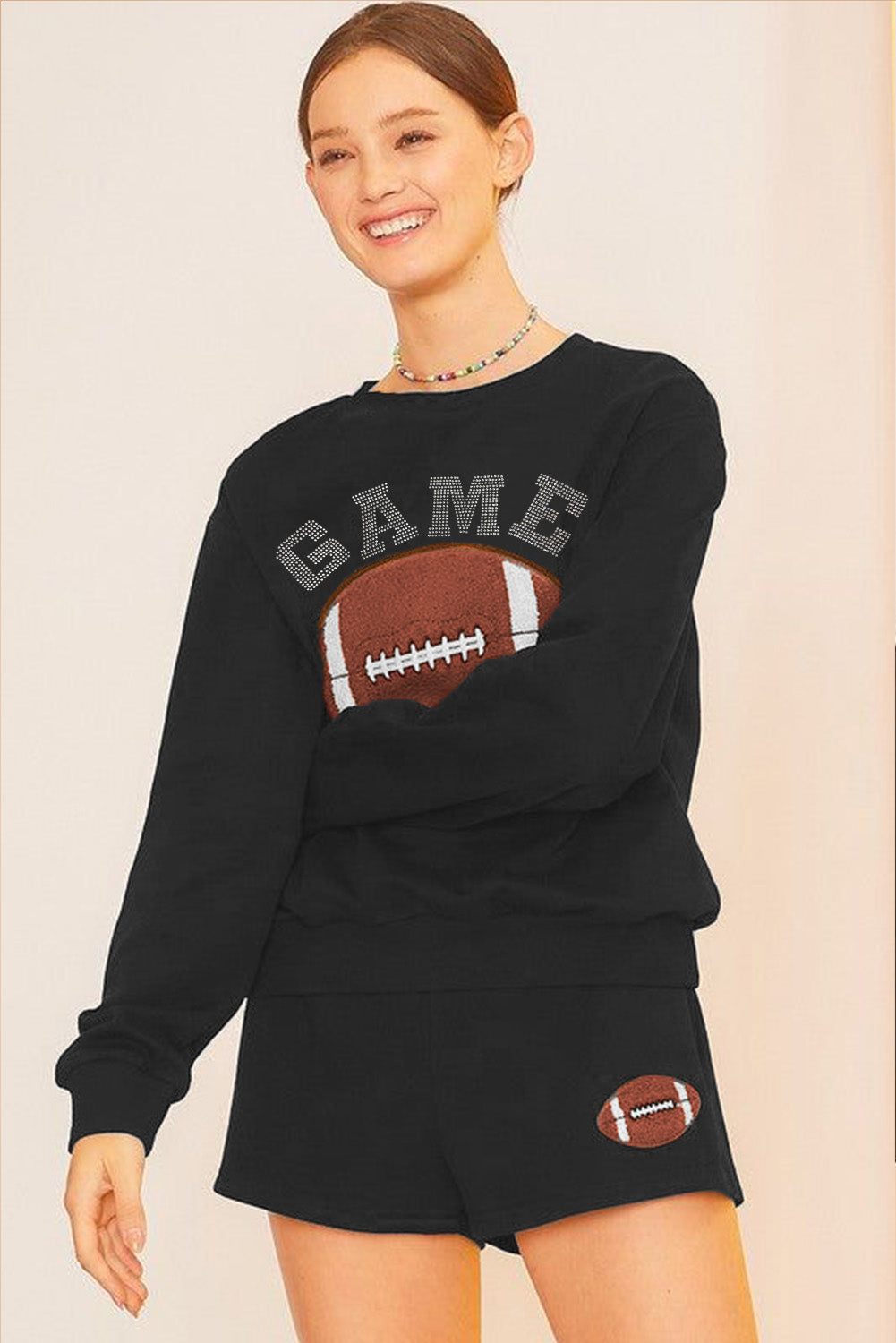 Pull et short graphiques noirs GAME DAY Rugby Football, tenue décontractée