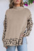 Oversize sweater khaki leopard with high collar *