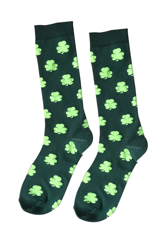 Chaussettes tube vert foncé à imprimé trèfle de St Patricks