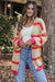 Striped Printed Ribbed Knitted Long Cardigan