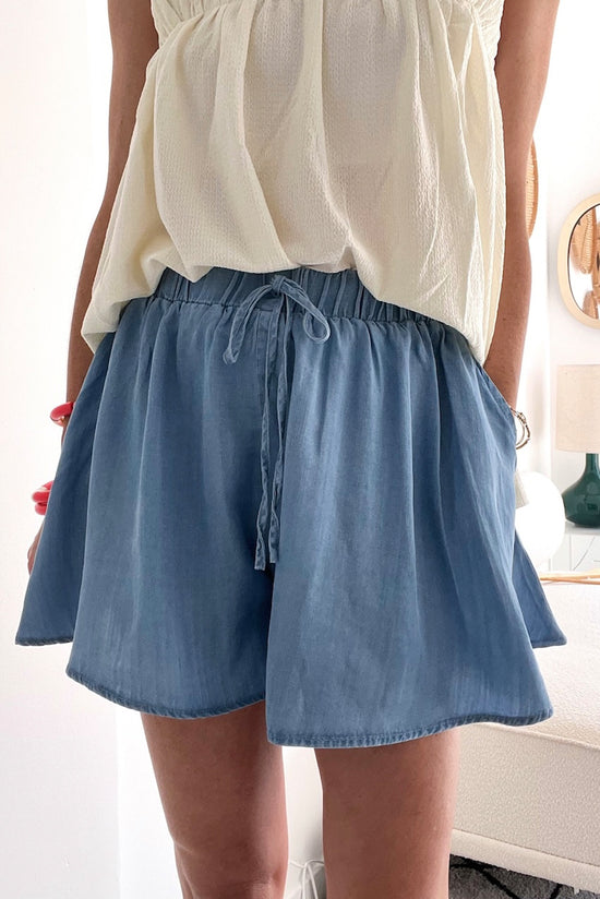 Short en Jean à jambe large et taille élastique *