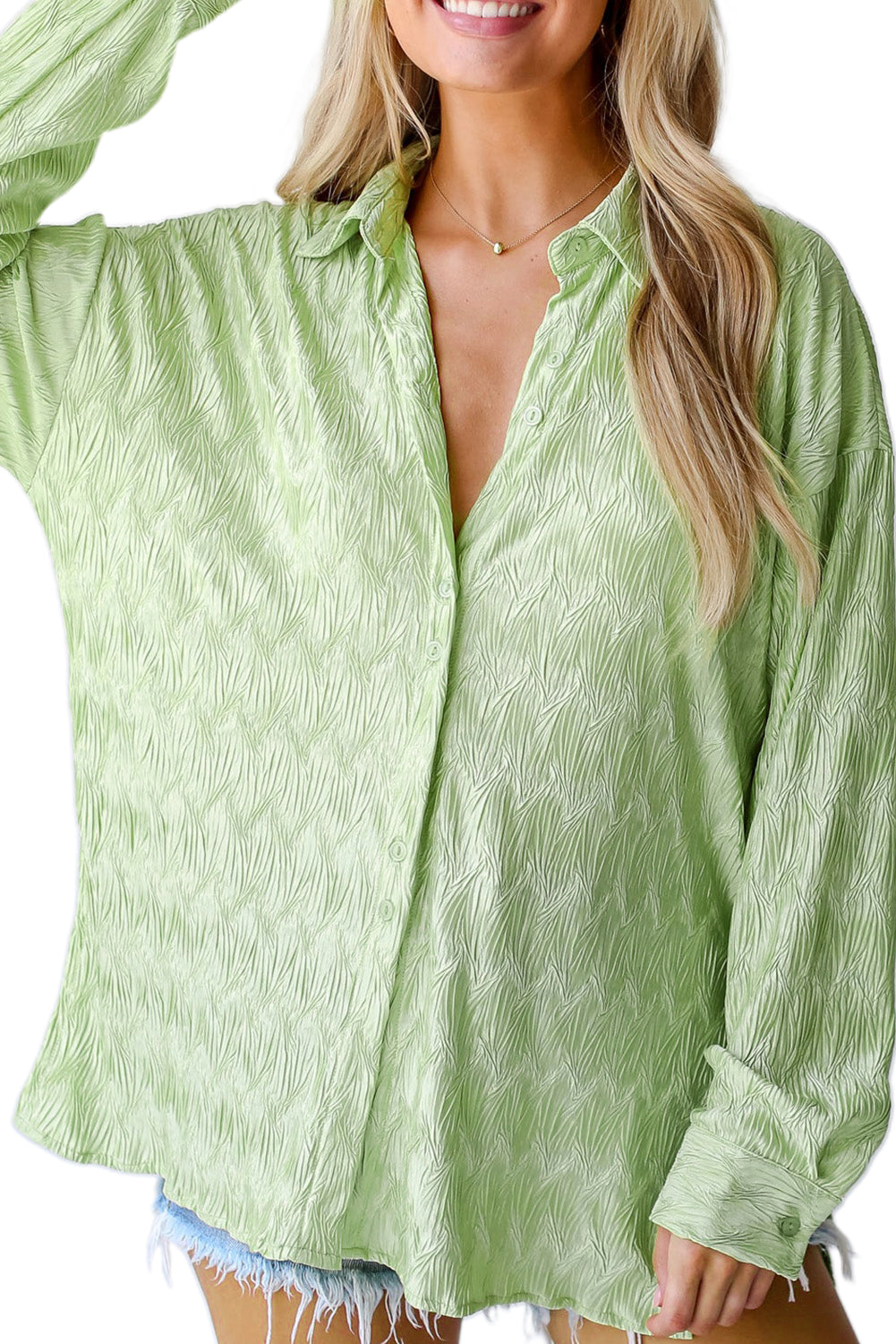 Laurel Green strukturierte Seite Split Casual Shirt