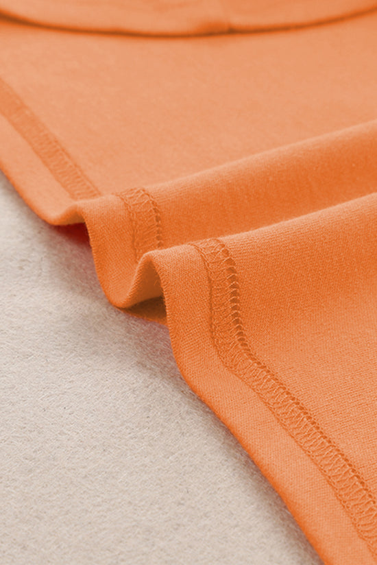 Orange plain long sleeve round neck top