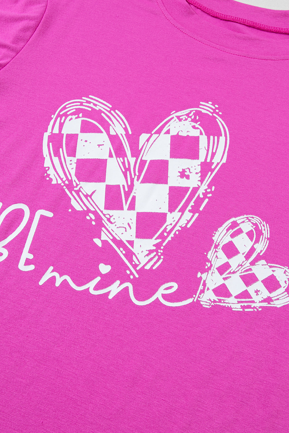 Pink Bright Be Mine Print Tee and Pants Lounge Set