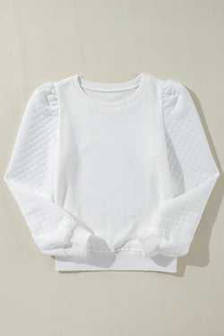 United white sweatshirt with puffy sleeves and round neck