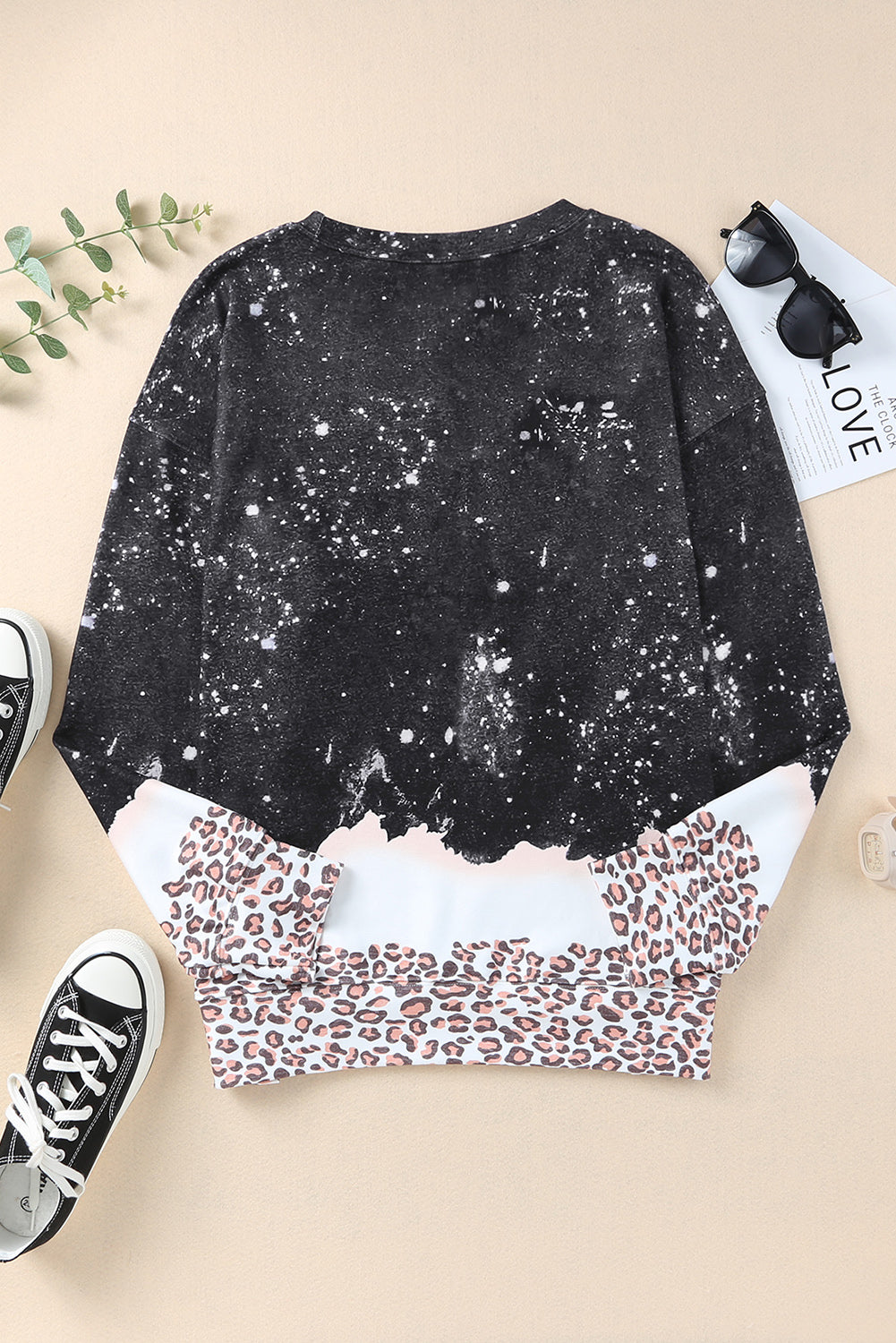 Sweat-shirt Black Leopard blanchi