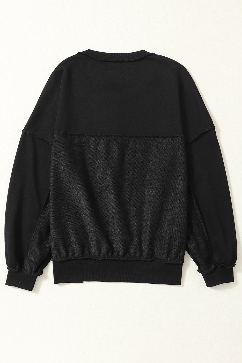 Sweat-shirt noir à épaules tombantes et boutons Henley