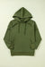 Vineyard Green Solid Color Rivets Raglan Sleeve Hoodie with Pocket