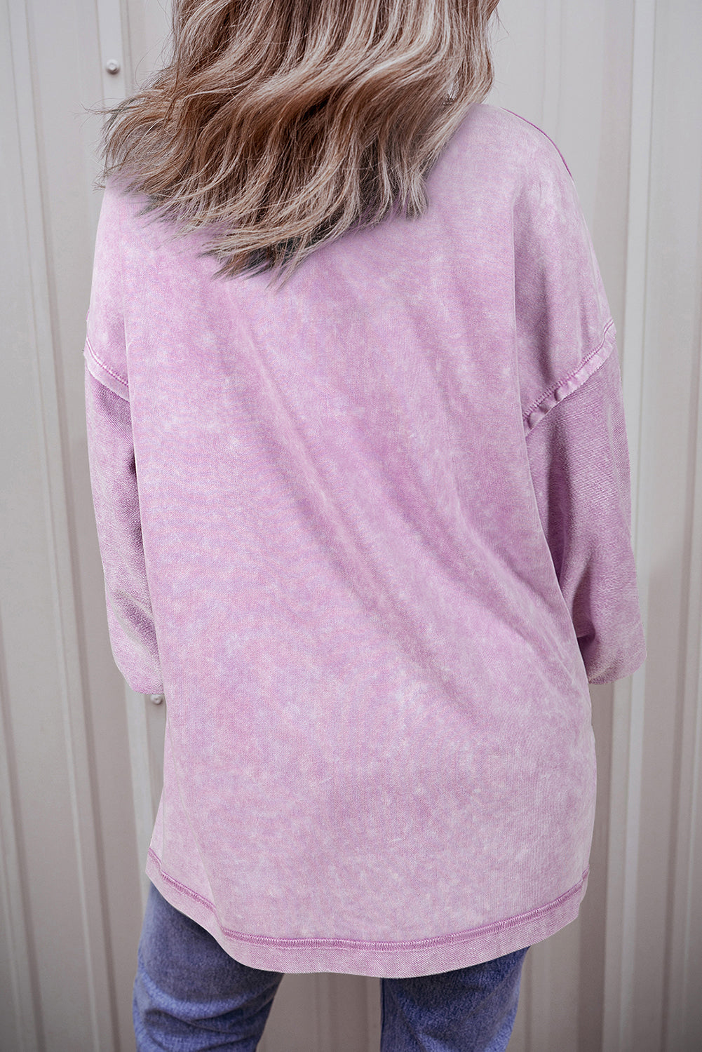 Sweat-shirt à épaules tombantes et délavé minéral Orchid Petal