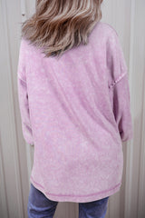 Sweat-shirt à épaules tombantes et délavé minéral Orchid Petal